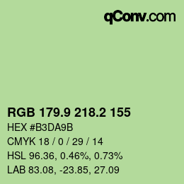 カラーコード: RGB 179.9 218.2 155 | qconv.com