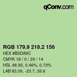 カラーコード: RGB 179.9 218.2 156 | qconv.com