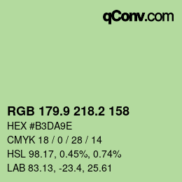 カラーコード: RGB 179.9 218.2 158 | qconv.com