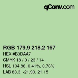 カラーコード: RGB 179.9 218.2 167 | qconv.com