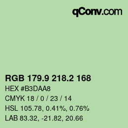 カラーコード: RGB 179.9 218.2 168 | qconv.com
