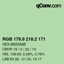 Farbcode: RGB 179.9 218.2 171 | qconv.com