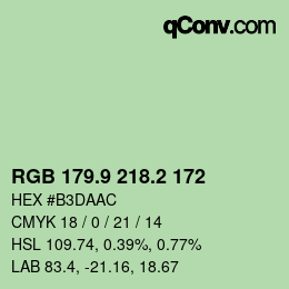 カラーコード: RGB 179.9 218.2 172 | qconv.com