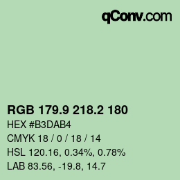 カラーコード: RGB 179.9 218.2 180 | qconv.com
