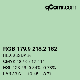 カラーコード: RGB 179.9 218.2 182 | qconv.com
