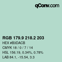 カラーコード: RGB 179.9 218.2 203 | qconv.com