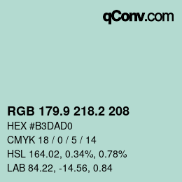カラーコード: RGB 179.9 218.2 208 | qconv.com