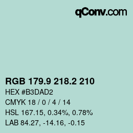 カラーコード: RGB 179.9 218.2 210 | qconv.com
