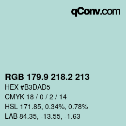 カラーコード: RGB 179.9 218.2 213 | qconv.com