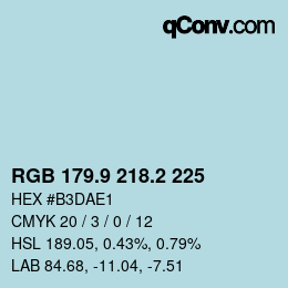 カラーコード: RGB 179.9 218.2 225 | qconv.com