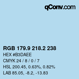 カラーコード: RGB 179.9 218.2 238 | qconv.com