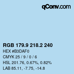 カラーコード: RGB 179.9 218.2 240 | qconv.com