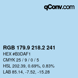 Color code: RGB 179.9 218.2 241 | qconv.com