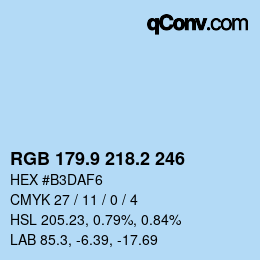 カラーコード: RGB 179.9 218.2 246 | qconv.com