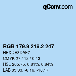 Color code: RGB 179.9 218.2 247 | qconv.com