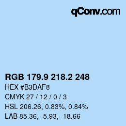 カラーコード: RGB 179.9 218.2 248 | qconv.com