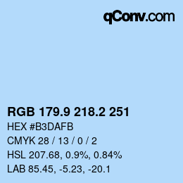 Color code: RGB 179.9 218.2 251 | qconv.com