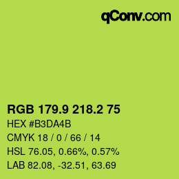 カラーコード: RGB 179.9 218.2 75 | qconv.com