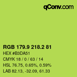 カラーコード: RGB 179.9 218.2 81 | qconv.com