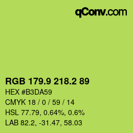 カラーコード: RGB 179.9 218.2 89 | qconv.com