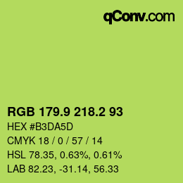 カラーコード: RGB 179.9 218.2 93 | qconv.com