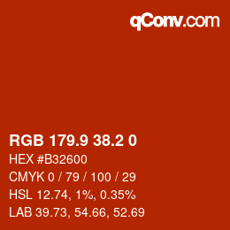 カラーコード: RGB 179.9 38.2 0 | qconv.com