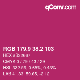 カラーコード: RGB 179.9 38.2 103 | qconv.com