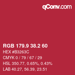 カラーコード: RGB 179.9 38.2 60 | qconv.com