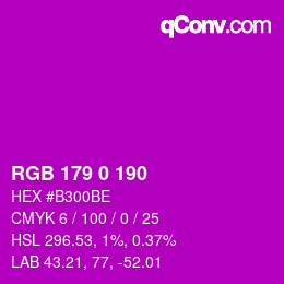颜色代码: RGB 179 0 190 | qconv.com