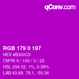 颜色代码: RGB 179 0 197 | qconv.com