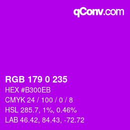 Farbcode: RGB 179 0 235 | qconv.com