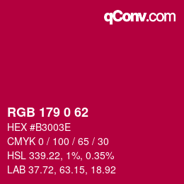 Color code: RGB 179 0 62 | qconv.com