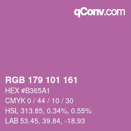 颜色代码: RGB 179 101 161 | qconv.com