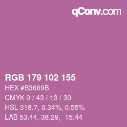Color code: RGB 179 102 155 | qconv.com