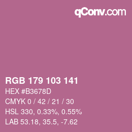Color code: RGB 179 103 141 | qconv.com