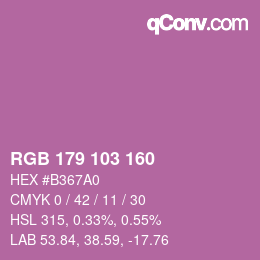 Color code: RGB 179 103 160 | qconv.com