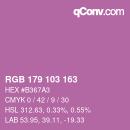 Color code: RGB 179 103 163 | qconv.com