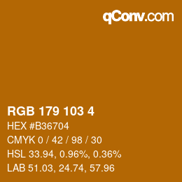 カラーコード: RGB 179 103 4 | qconv.com