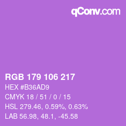 Color code: RGB 179 106 217 | qconv.com