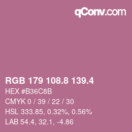 カラーコード: RGB 179 108.8 139.4 | qconv.com