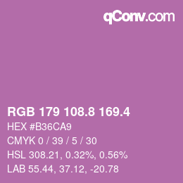 カラーコード: RGB 179 108.8 169.4 | qconv.com