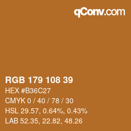 Color code: RGB 179 108 39 | qconv.com