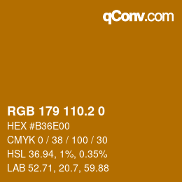 カラーコード: RGB 179 110.2 0 | qconv.com