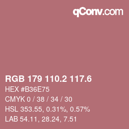 カラーコード: RGB 179 110.2 117.6 | qconv.com