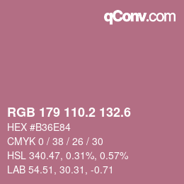 カラーコード: RGB 179 110.2 132.6 | qconv.com