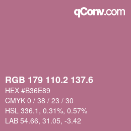 カラーコード: RGB 179 110.2 137.6 | qconv.com