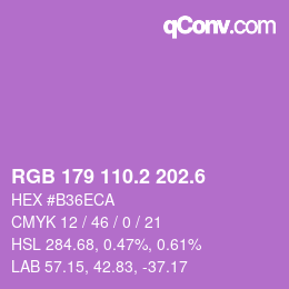 カラーコード: RGB 179 110.2 202.6 | qconv.com