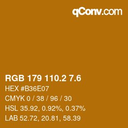 カラーコード: RGB 179 110.2 7.6 | qconv.com