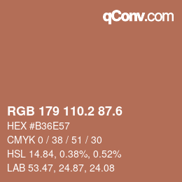 カラーコード: RGB 179 110.2 87.6 | qconv.com
