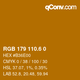カラーコード: RGB 179 110.6 0 | qconv.com